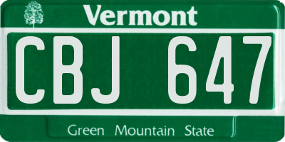 VT license plate CBJ647