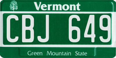 VT license plate CBJ649