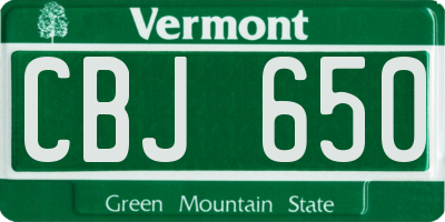 VT license plate CBJ650