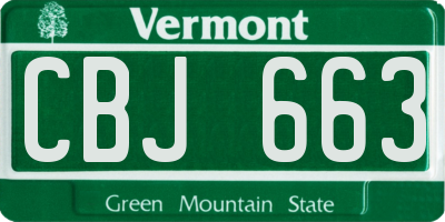 VT license plate CBJ663