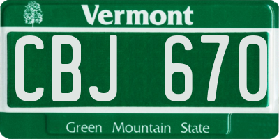 VT license plate CBJ670