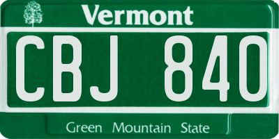 VT license plate CBJ840
