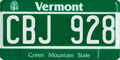 VT license plate CBJ928