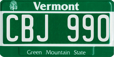 VT license plate CBJ990