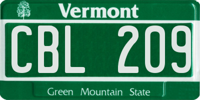 VT license plate CBL209