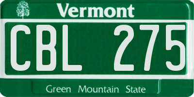 VT license plate CBL275