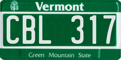 VT license plate CBL317