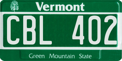 VT license plate CBL402