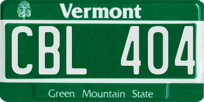 VT license plate CBL404