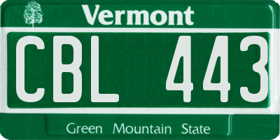 VT license plate CBL443