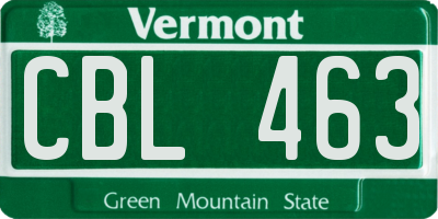 VT license plate CBL463