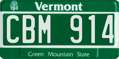 VT license plate CBM914