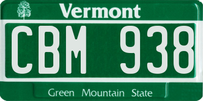 VT license plate CBM938