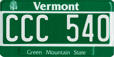 VT license plate CCC540