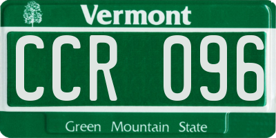 VT license plate CCR096