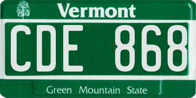 VT license plate CDE868