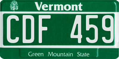 VT license plate CDF459