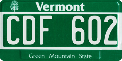 VT license plate CDF602
