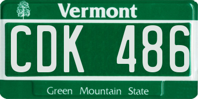 VT license plate CDK486
