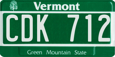 VT license plate CDK712