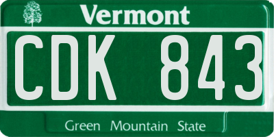 VT license plate CDK843