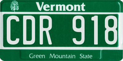 VT license plate CDR918