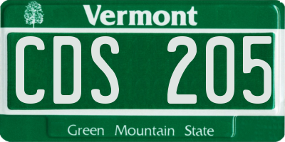 VT license plate CDS205