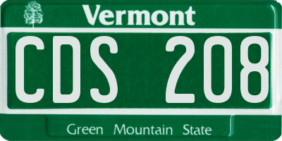 VT license plate CDS208