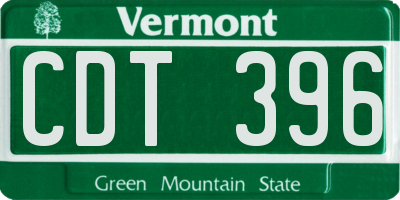 VT license plate CDT396