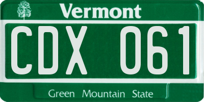 VT license plate CDX061