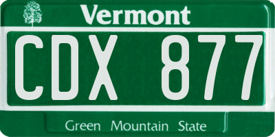VT license plate CDX877
