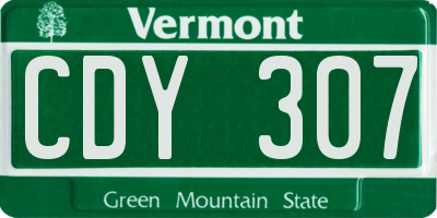 VT license plate CDY307