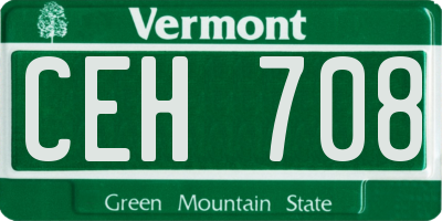 VT license plate CEH708