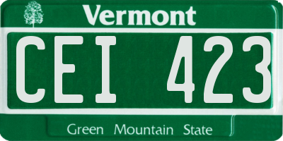VT license plate CEI423