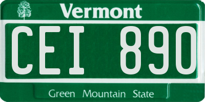VT license plate CEI890