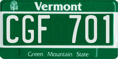 VT license plate CGF701