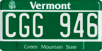 VT license plate CGG946