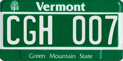 VT license plate CGH007