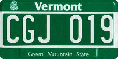VT license plate CGJ019