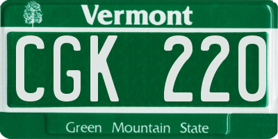 VT license plate CGK220