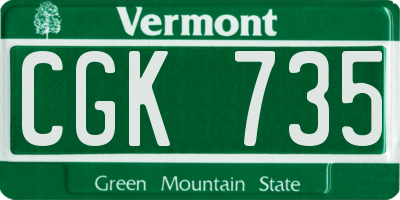 VT license plate CGK735