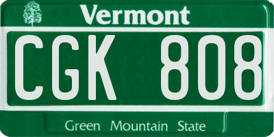 VT license plate CGK808