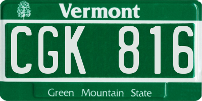 VT license plate CGK816