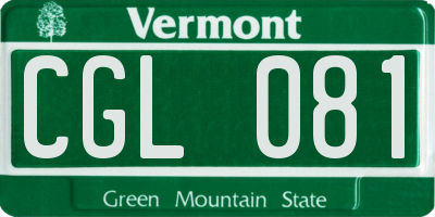 VT license plate CGL081