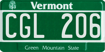 VT license plate CGL206