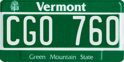 VT license plate CGO760