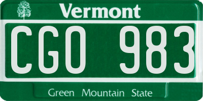 VT license plate CGO983