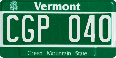 VT license plate CGP040