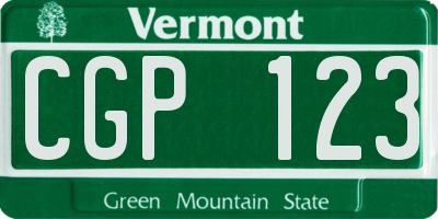 VT license plate CGP123