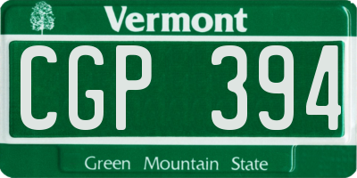 VT license plate CGP394